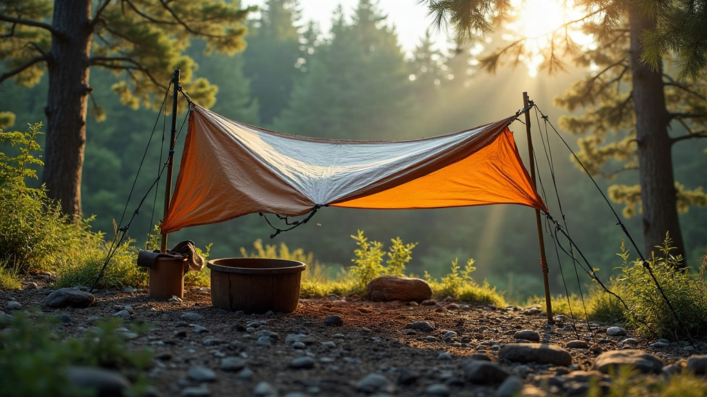 Pitching a Tarp on Rocky Ground With No Stake Points