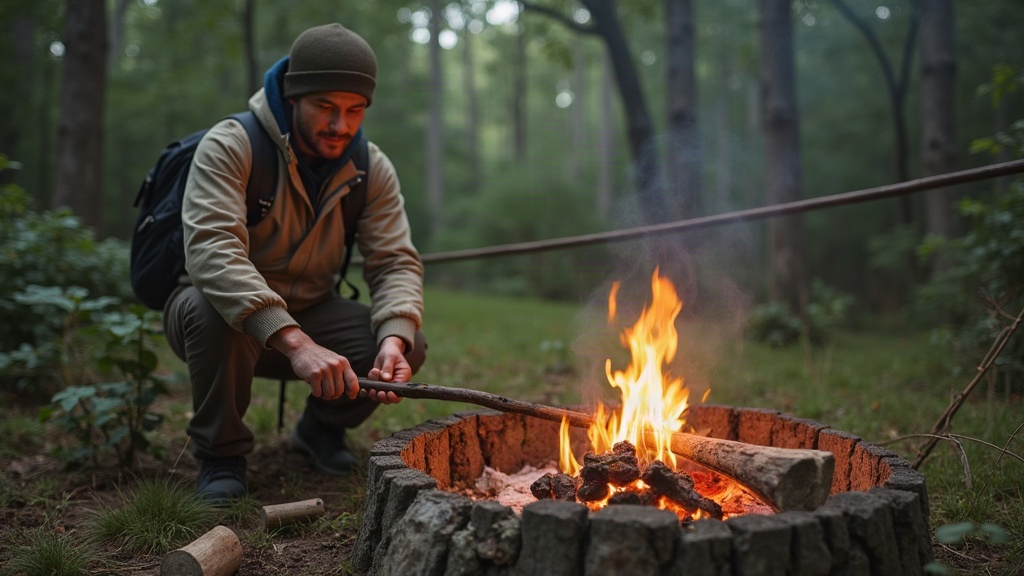DIY Bushcraft Camp Kitchen Using Forked Sticks and Bankline